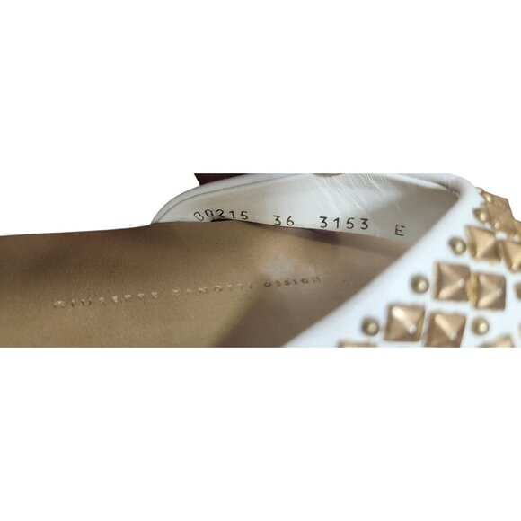 Giuseppe Zanotti White Leather Studded Sandals Women’s Size 36 Vero Cuoio - Picture 7 of 10